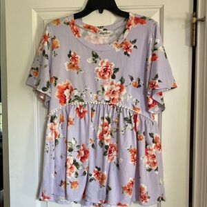 Haptics Floral Top - Purple and Orange